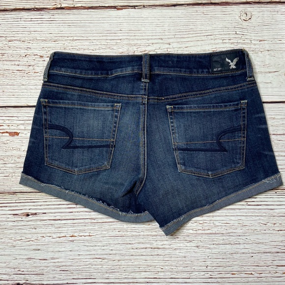 AEO American Eagle Outfitters Shortie Dark Denim Jean Shorts Sz 8 - Picture 8 of 13